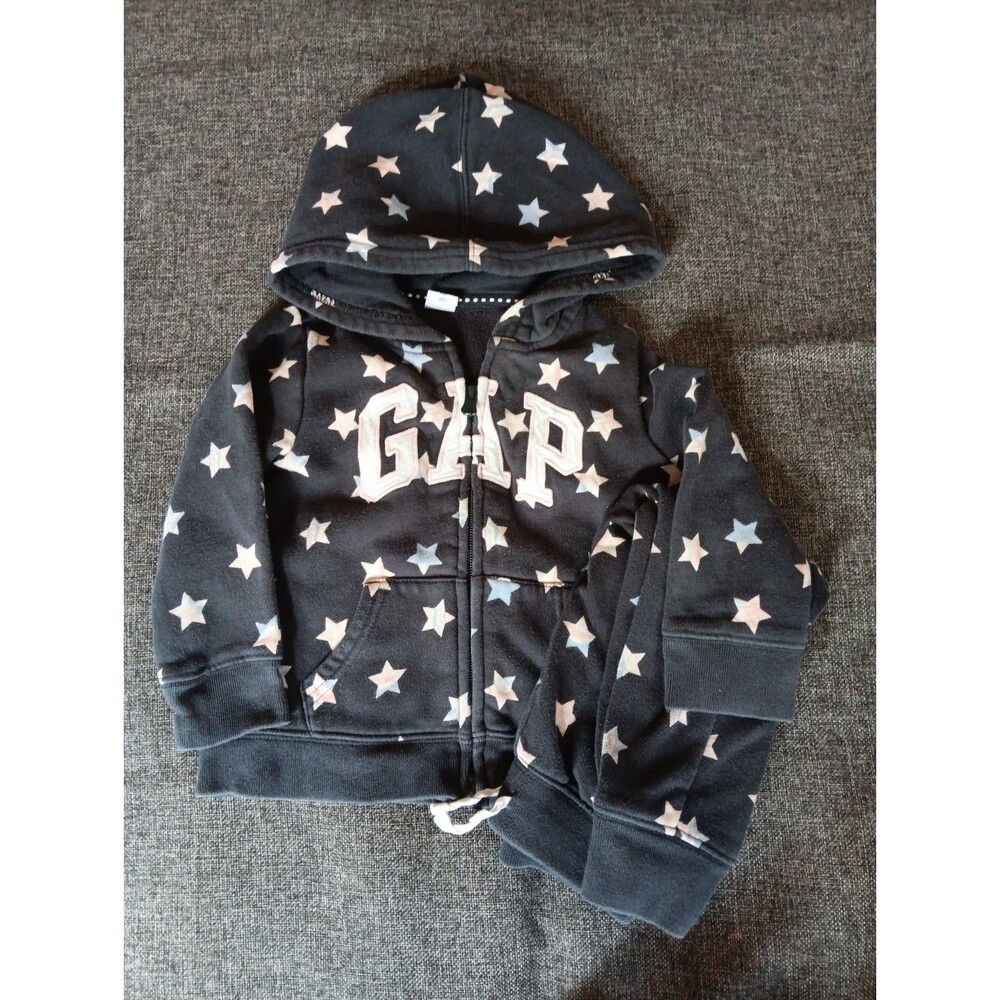 Gap Hoodie And Pants Size 3 Black With Stars Full Zip Pockets